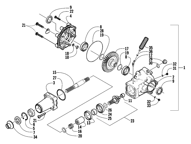 Parts Diagram for Arctic Cat 2002 400 4X4 MANUAL TRANSMISSION () ATV REAR DRIVE GEARCASE ASSEMBLY