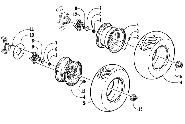 Parts Diagram for Arctic Cat 2002 300 4x4 () ATV WHEEL AND TIRE ASSEMBLY