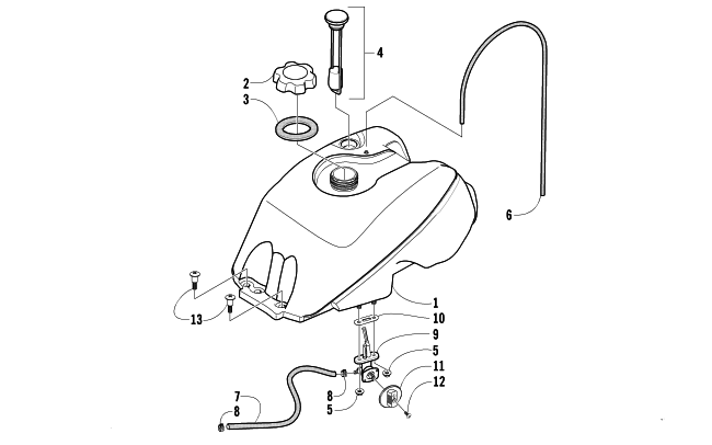 Parts Diagram for Arctic Cat 2005 400 AUTOMATIC TRANSMISSION 4X4 FIS LE GM ATV GAS TANK ASSEMBLY
