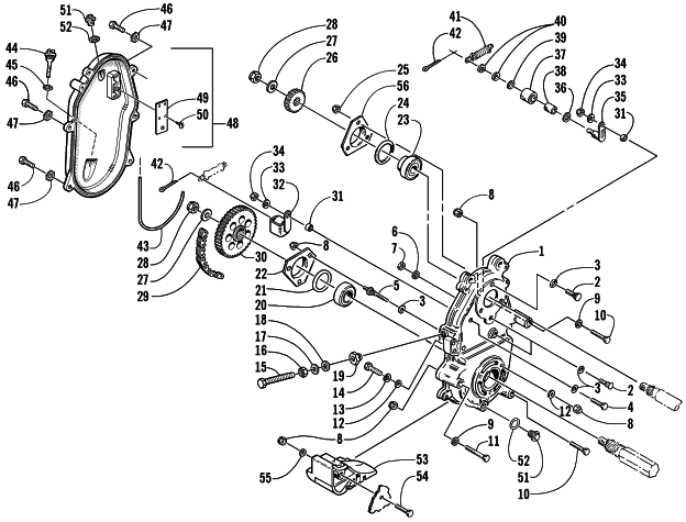 Parts Diagram for Arctic Cat 2002 ZR 500 CC () SNOWMOBILE DRIVE/DROPCASE ASSEMBLY