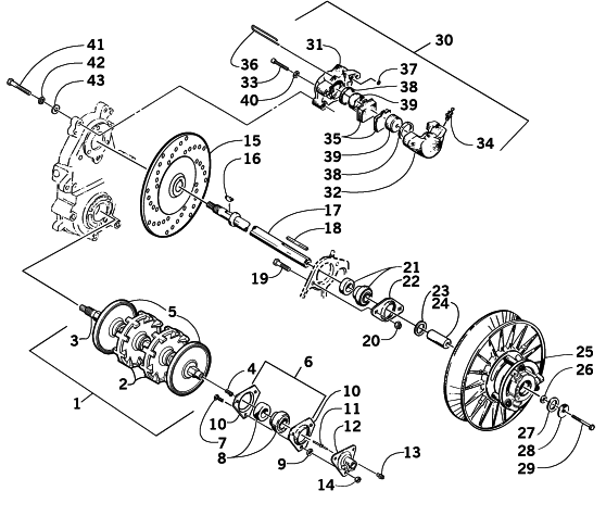 Parts Diagram for Arctic Cat 2002 PANTERA 800 EFI ESR () SNOWMOBILE DRIVE TRAIN SHAFTS AND BRAKE ASSEMBLIES