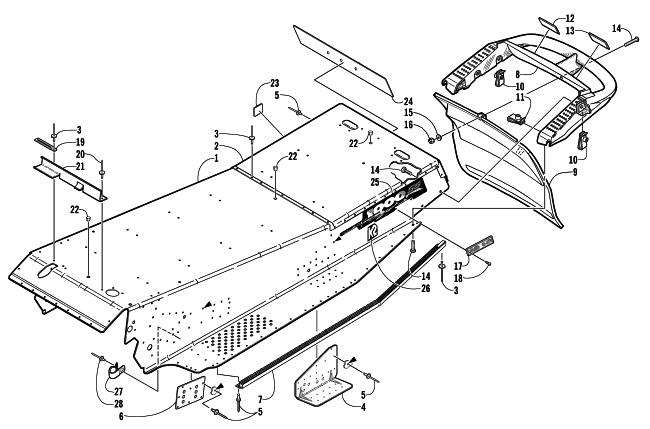 Parts Diagram for Arctic Cat 2002 THUNDERCAT SNOWMOBILE TUNNEL AND REAR BUMPER