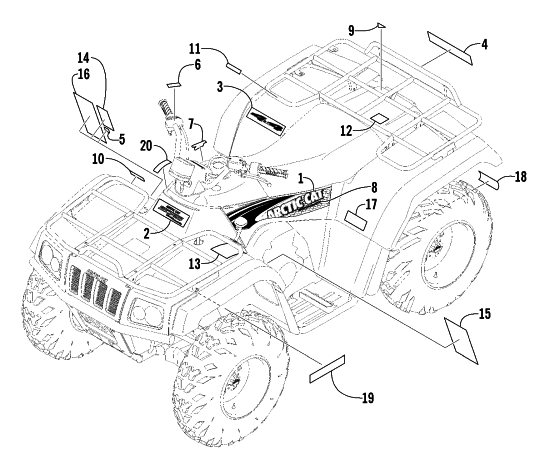 Parts Diagram for Arctic Cat 2002 375 AUTOMATIC TRANSMISSION (2X4 ) ATV DECALS