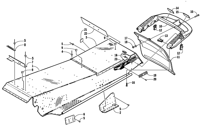 Parts Diagram for Arctic Cat 2002 Z 570 () SNOWMOBILE TUNNEL AND REAR BUMPER