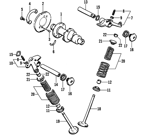 Parts Diagram for Arctic Cat 2003 400 4X4 AUTOMATIC TRANSMISSION () ATV CAMSHAFT/VALVE ASSEMBLY