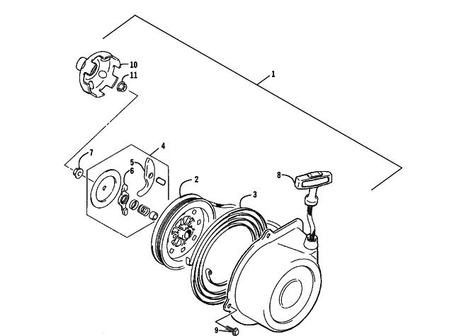Parts Diagram for Arctic Cat 2005 400 AUTOMATIC TRANSMISSION 4X4 FIS LE GM ATV RECOIL STARTER ASSEMBLY
