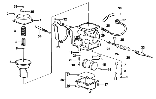 Parts Diagram for Arctic Cat 2002 375 AUTOMATIC TRANSMISSION (2X4 ) ATV CARBURETOR