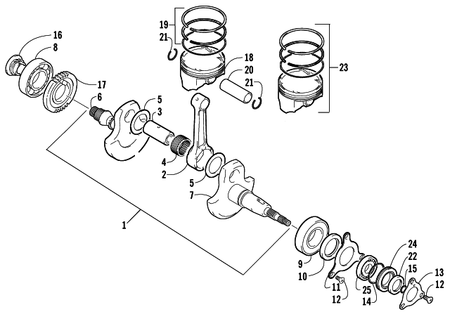 Parts Diagram for Arctic Cat 2004 400 AUTOMATIC TRANSMISSION 2X4 FIS ATV CRANKSHAFT ASSEMBLY