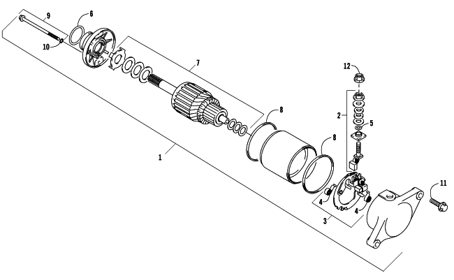 Parts Diagram for Arctic Cat 2008 400 MANUAL TRANSMISSION 4X4 FIS ATV STARTER MOTOR ASSEMBLY