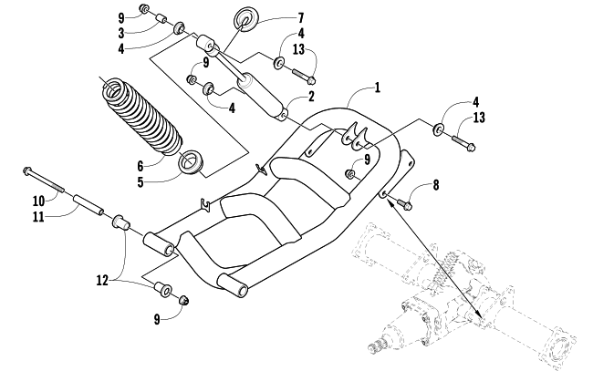 Parts Diagram for Arctic Cat 2002 500 AUTOMATIC TRANSMISSION TBX ATV REAR SUSPENSION ASSEMBLY