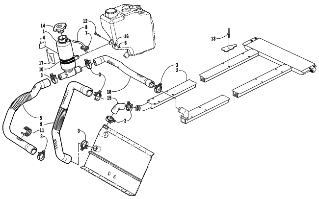 Parts Diagram for Arctic Cat 2002 PANTERA 800 EFI ESR () SNOWMOBILE COOLING ASSEMBLY