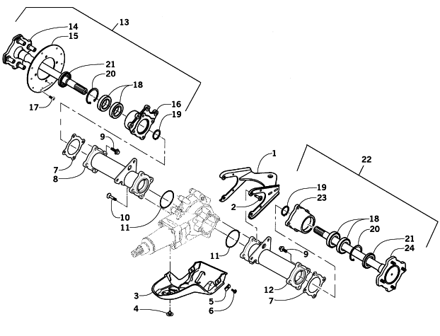 Parts Diagram for Arctic Cat 2002 500 AUTOMATIC TRANSMISSION TBX ATV REAR AXLE ASSEMBLY