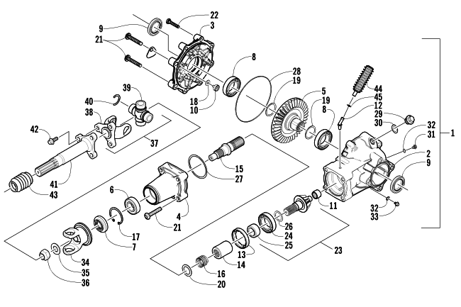 Parts Diagram for Arctic Cat 2002 500 AUTOMATIC TRANSMISSION TBX ATV REAR DRIVE GEARCASE ASSEMBLY