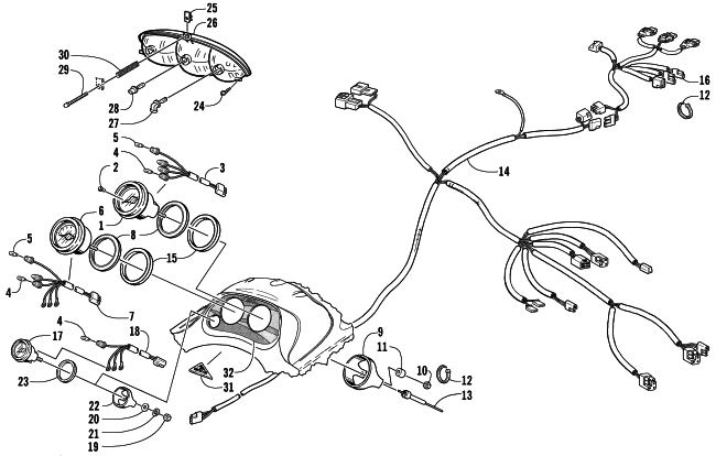 Parts Diagram for Arctic Cat 2002 4-STROKE TRAIL SNOWMOBILE HEADLIGHT, INSTRUMENTS, AND WIRING ASSEMBLIES