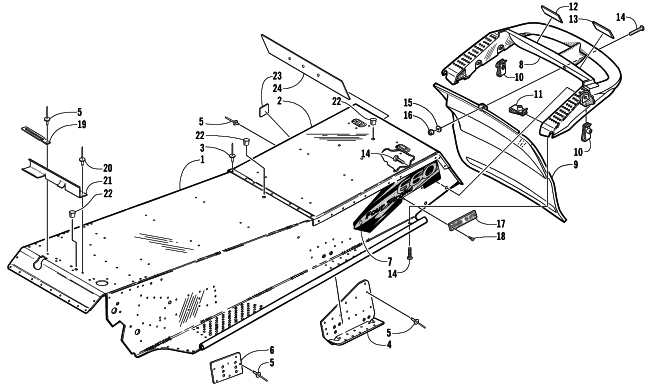 Parts Diagram for Arctic Cat 2002 4-STROKE TRAIL SNOWMOBILE TUNNEL AND REAR BUMPER