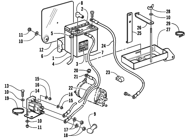 Parts Diagram for Arctic Cat 2002 PANTERA 800 EFI ESR () SNOWMOBILE BATTERY, SOLENOID, AND CABLES