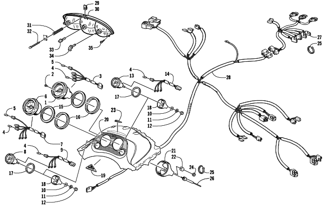 Parts Diagram for Arctic Cat 2002 4-STROKE TOURING SNOWMOBILE HEADLIGHT, INSTRUMENTS, AND WIRING ASSEMBLIES