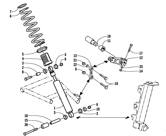 Parts Diagram for Arctic Cat 2002 4-STROKE TOURING SNOWMOBILE SHOCK ABSORBER AND SWAY BAR ASSEMBLY