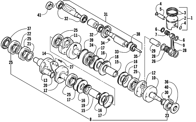 Parts Diagram for Arctic Cat 2002 MOUNTAIN CAT 1000 SNOWMOBILE PISTON AND CRANKSHAFT