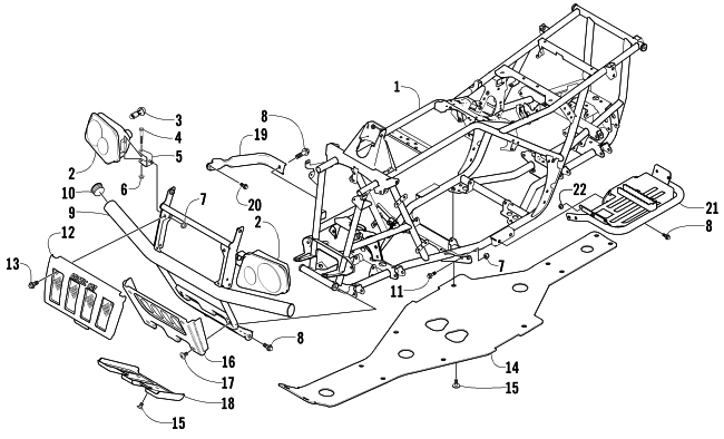 Parts Diagram for Arctic Cat 2002 500 AUTOMATIC TRANSMISSION FIS () ATV FRAME AND RELATED PARTS