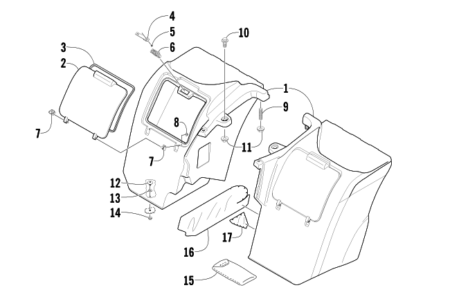 Parts Diagram for Arctic Cat 2002 500 AUTOMATIC TRANSMISSION TBX ATV STORAGE BOX ASSEMBLY