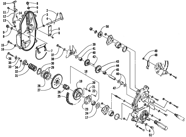 Parts Diagram for Arctic Cat 2002 4-STROKE TRAIL SNOWMOBILE DRIVE/REVERSE DROPCASE ASSEMBLY (Optional)