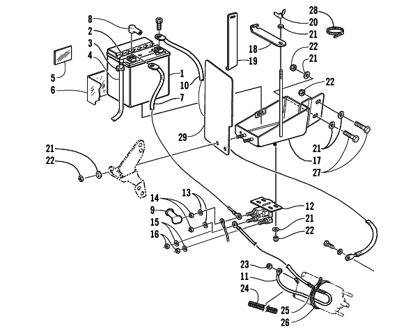 Parts Diagram for Arctic Cat 2003 PANTERA 600 EFI ESR () SNOWMOBILE BATTERY, SOLENOID, AND CABLES