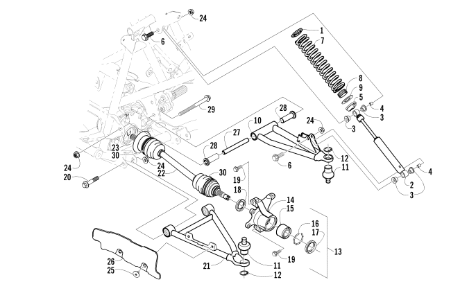 Parts Diagram for Arctic Cat 2002 500 AUTOMATIC TRANSMISSION FIS () ATV FRONT SUSPENSION ASSEMBLY