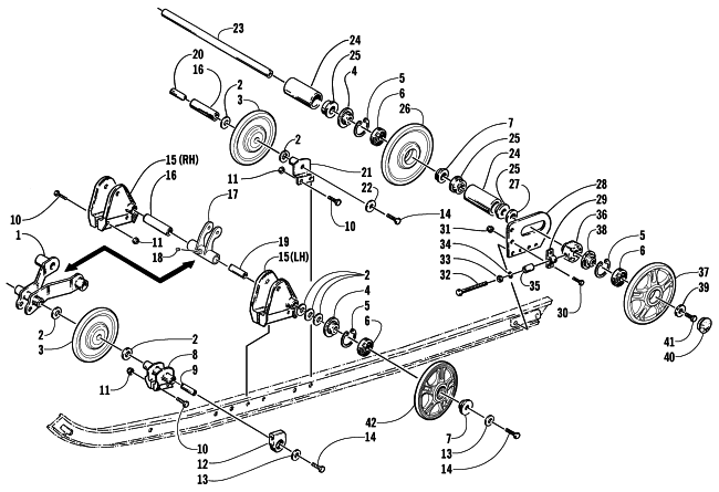 Parts Diagram for Arctic Cat 2002 Z 570 SNOWMOBILE IDLER WHEEL ASSEMBLY (ESR/International)