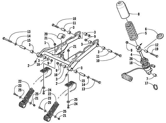 Parts Diagram for Arctic Cat 2002 Z 440 SNO PRO SNOWMOBILE REAR SUSPENSION FRONT ARM ASSEMBLY