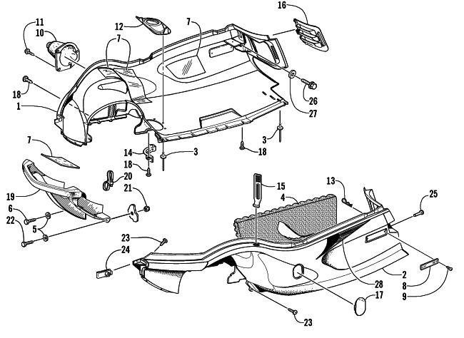 Parts Diagram for Arctic Cat 2002 Z 440 SNO PRO SNOWMOBILE BELLY PAN AND FRONT BUMPER ASSEMBLY
