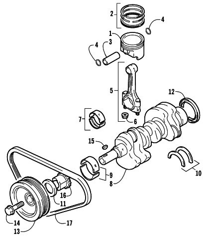 Parts Diagram for Arctic Cat 2004 T660 TURBO TOURING SNOWMOBILE CRANKSHAFT ASSEMBLY