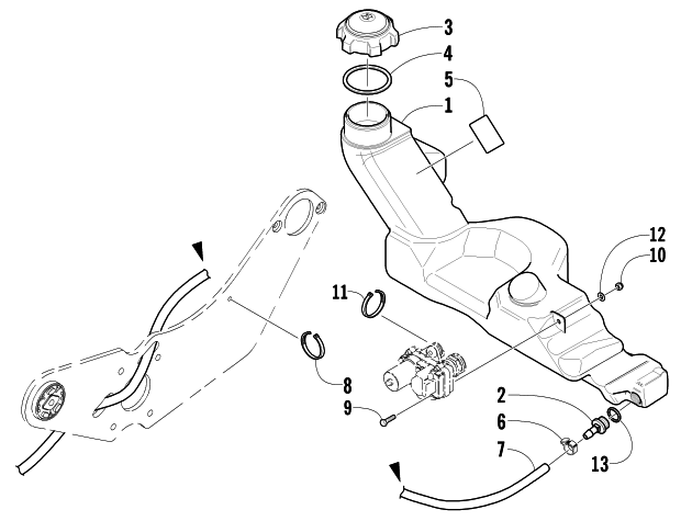 Parts Diagram for Arctic Cat 2002 ZR 440 SNO PRO SNOWMOBILE OIL TANK ASSEMBLY