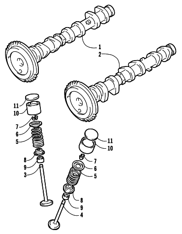 Parts Diagram for Arctic Cat 2004 T660 TURBO TRAIL SNOWMOBILE CAMSHAFT/VALVE ASSEMBLY