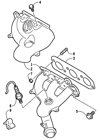 Parts Diagram for Arctic Cat 2002 4-STROKE TRAIL SNOWMOBILE EXHAUST MANIFOLD ASSEMBLY