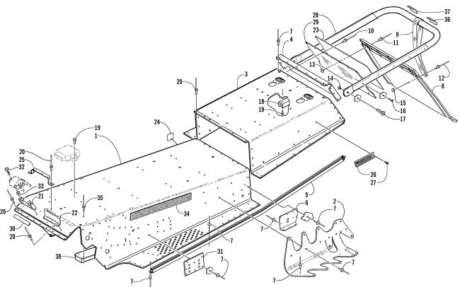 Parts Diagram for Arctic Cat 2002 Z 440 SNO PRO SNOWMOBILE TUNNEL AND REAR BUMPER