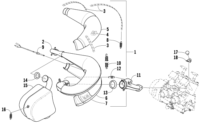 Parts Diagram for Arctic Cat 2002 ZR 440 SNO PRO SNOWMOBILE EXHAUST ASSEMBLY