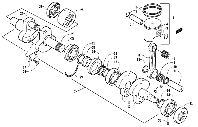 Parts Diagram for Arctic Cat 2002 Z 440 SNO PRO SNOWMOBILE PISTON AND CRANKSHAFT