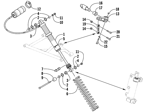 Parts Diagram for Arctic Cat 2002 ZR 440 SNO PRO SNOWMOBILE SHOCK ABSORBER AND SWAY BAR ASSEMBLY