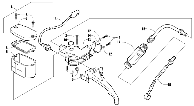 Parts Diagram for Arctic Cat 2002 ZR 440 SNO PRO SNOWMOBILE HYDRAULIC BRAKE CONTROL ASSEMBLY