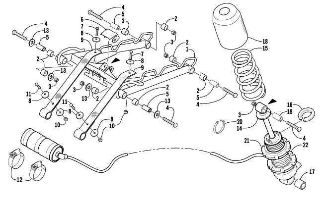 Parts Diagram for Arctic Cat 2002 ZR 440 SNO PRO () SNOWMOBILE REAR SUSPENSION FRONT ARM ASSEMBLY
