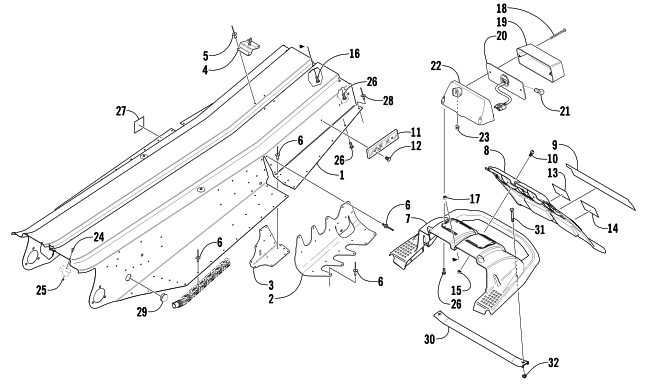 Parts Diagram for Arctic Cat 2002 ZR 440 SNO PRO SNOWMOBILE TUNNEL, REAR BUMPER, AND TAILLIGHT ASSEMBLIES