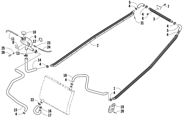 Parts Diagram for Arctic Cat 2002 ZR 440 SNO PRO SNOWMOBILE COOLING ASSEMBLY