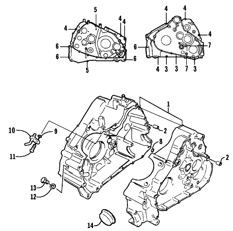 Parts Diagram for Arctic Cat 2002 400/500 MANUAL TRANSMISSION FIS (500 ) ATV CRANKCASE ASSEMBLY