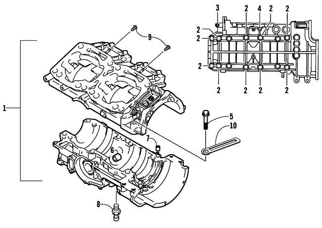 Parts Diagram for Arctic Cat 2002 ZR 440 SNO PRO () SNOWMOBILE CRANKCASE ASSEMBLY