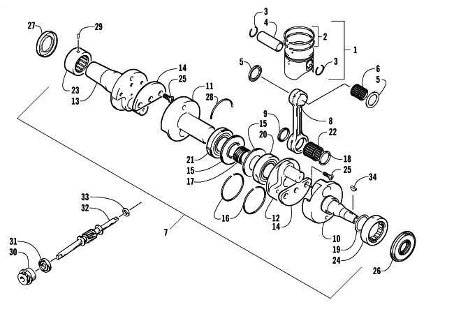 Parts Diagram for Arctic Cat 2002 ZR 440 SNO PRO SNOWMOBILE PISTON AND CRANKSHAFT ASSEMBLY