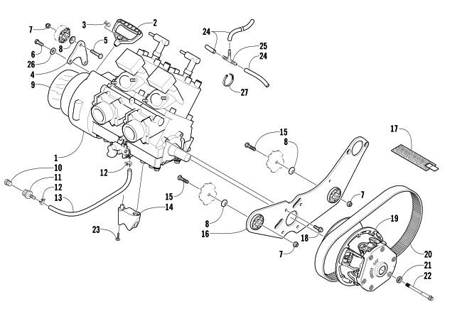 Parts Diagram for Arctic Cat 2002 ZR 440 SNO PRO SNOWMOBILE ENGINE AND RELATED PARTS