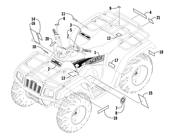 Parts Diagram for Arctic Cat 2002 400 4x4 MANUAL TRANSMISSION FIS () ATV DECALS