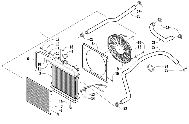 Parts Diagram for Arctic Cat 2002 400/500 MANUAL TRANSMISSION FIS (500 ) ATV COOLING ASSEMBLY
