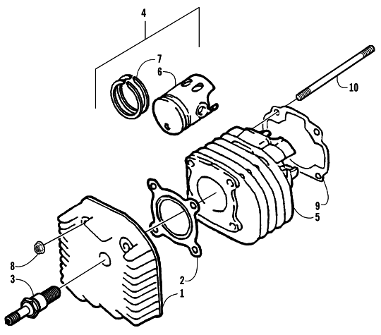 Parts Diagram for Arctic Cat 2002 90 (90CC ) ATV CYLINDER AND HEAD ASSEMBLY